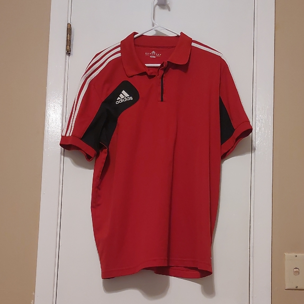 Adidas Men's Polo in Red with Black Accents